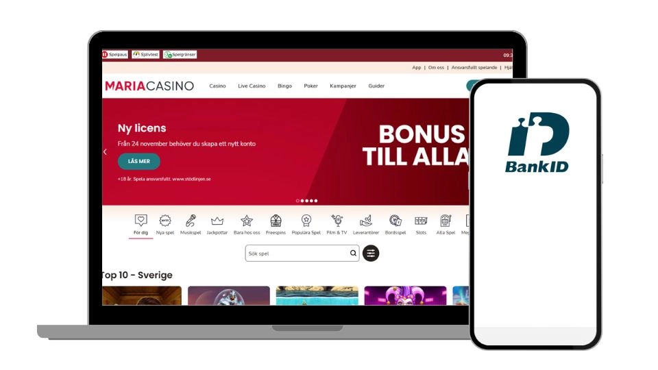 Maria casino registrering med BankID