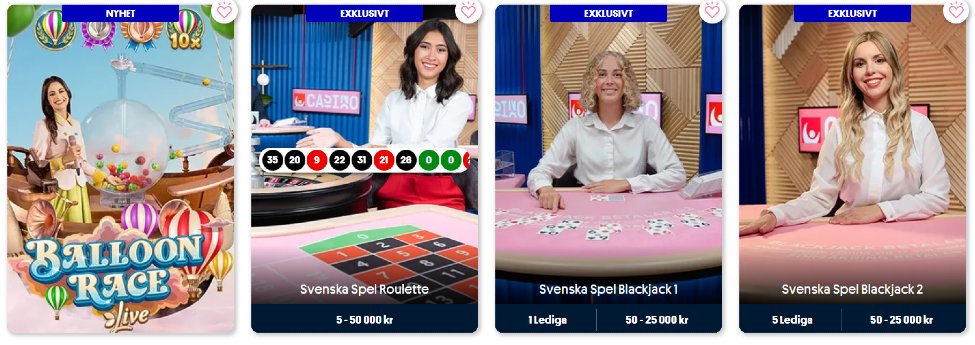 Live casino på Svenska Spel.