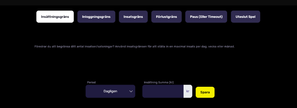 Hyper Casino insättningskgräns