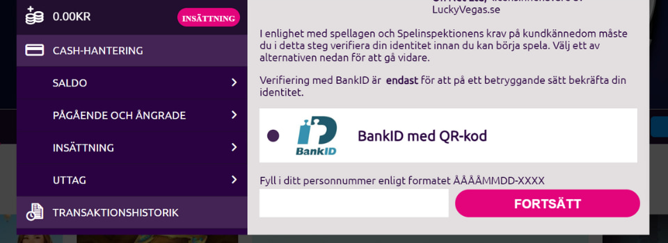 Lucky Vegas BankID-verifiering