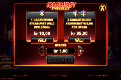starburst xxxtreme freespins